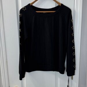 Michael Lauren Black Sweatshirt with Gold Star Accents